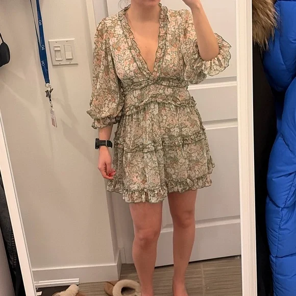 Floral Ruffle Wrap Dress - Picture 2 of 4